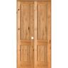 Krosswood Doors 48 in. x 96 in. Rustic Knotty Alder 2-Panel Square Top Left-Handed Clear Stain Wood Prehung Interior Double Door