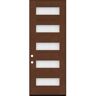 Steves & Sons Regency 36 in. x 96 in. 5L Modern Opaque Glass LHOS Chestnut Stained Fiberglass Prehung Front Door