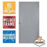 Armor Door 36 in. x 84 in. Fire-Rated Gray Left-Hand Flush Entrance Steel Prehung Commercial Door with Welded Frame and Hardware