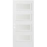 Stanley 36 in. x 80 in. Lorraine Satin Opaque 4 Lite Painted White Right-Hand Inswing Steel Prehung Front Door