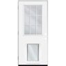 Steves & Sons 32 in. x 80 in. Reliant Series Clear 9 Lite RHOS White Primed Fiberglass Prehung Front Door with Extra Large Pet Door