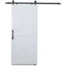 Pinecroft Montana 36 in. x 84 in. White PVC Vinyl H/K Style Sliding Barn Door with Hardware Kit - Door Assembly Required