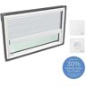 VELUX 44-1/4 in. x 26-7/8 in. Fixed Deck Mount Skylight w/ Laminated Low-E3 Glass and White Solar Powered Room Darkening Blind