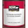 BEHR PREMIUM PLUS 1 gal. #ICC-82 Library Red Hi-Gloss Enamel Interior/Exterior Paint