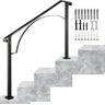 VEVOR 3 ft. Wrought Iron Handrail Fit 3 or 4 Steps Handrails for Outdoor Steps Flexible Porch Railing, Black