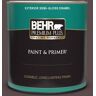 BEHR PREMIUM PLUS 1 qt. #MQ1-43 Piano Brown Semi-Gloss Enamel Exterior Paint & Primer