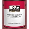 BEHR PREMIUM PLUS 1 gal. #BIC-34 Winning Red Hi-Gloss Enamel Interior/Exterior Paint