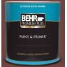 BEHR PREMIUM PLUS 1 qt. #ICC-82 Library Red Satin Enamel Exterior Paint & Primer