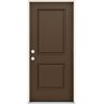 JELD-WEN Smooth-Pro 36 in. x 80 in. 2-Panel Right-Handed Dark Chocolate Fiberglass Prehung Front Door with 4-9/16 in. Jamb Size