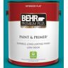 BEHR PREMIUM PLUS 1 gal. #510B-7 Empress Teal Flat Low Odor Interior Paint & Primer