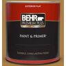 BEHR PREMIUM PLUS 1 qt. #M280-7 24 Karat Flat Exterior Paint & Primer