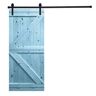 AIOPOP HOME K-Bar Serie 36 in. x 84 in. Slick Blue Knotty Pine Wood DIY Sliding Barn Door with Hardware Kit