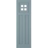 Ekena Millwork 18 in. x 54 in. True Fit San Antonio Mission Style Fixed Mount Flat Panel PVC Shutters Pair in Peaceful Blue