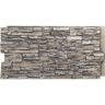 Ekena Millwork Canyon Ridge 45 3/4 in. x 1 1/4 in. Linen Graphite Stacked Stone, StoneWall Faux Stone Siding Panel
