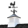 Good Directions Coventry 18in. x 18in. Square x 51in. High Vinyl Cupola with Black Aluminum Roof and Black Aluminum Rooster Weathervane
