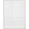 Steves & Sons 48 in. x 80 in. 2-Panel Square Shaker White Primed Universal SC Wood Double Prehung Interior Door with Bronze Hinges