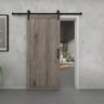 Herringbone 37 in. x 84 in. Grey Vinyl Finish MDF Sliding Barn Door Slab