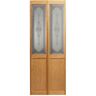 Pinecroft 36 in. x 80 in. Baroque Decorative Glass Over Raised Panel Solid Core Unfinished Pine Interior Bi-fold Door