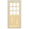 JELD-WEN 32 in. x 80 in. 9 Lite Unfinished Wood Prehung Right-Hand Outswing Entry Door w/Primed Rot Resistant Jamb