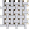 Merola Tile Metro Dog Bone Basketweave Matte White with Glass Gold Dot 10 in. x 10 in. Porcelain Mosaic Tile (7.1 sq. ft./Case)