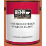 BEHR PREMIUM PLUS 1 gal. #S-H-250 Pumpkin Patch Hi-Gloss Enamel Interior/Exterior Paint