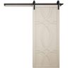 VeryCustom 30 in. x 84 in. The Hollywood Parchment Wood Sliding Barn Door with Hardware Kit in Black