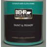 BEHR PREMIUM PLUS 1 qt. #N410-5 Village Green Semi-Gloss Enamel Exterior Paint & Primer