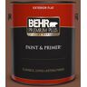 BEHR PREMIUM PLUS 1 gal. #240F-7 Root Beer Flat Exterior Paint & Primer