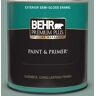 BEHR PREMIUM PLUS 1 qt. #480F-4 Mermaid Net Semi-Gloss Enamel Exterior Paint & Primer