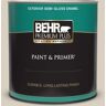 BEHR PREMIUM PLUS 1 qt. Designer Collection #DC-011 Gray Envelope Semi-Gloss Enamel Exterior Paint & Primer