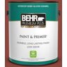 BEHR PREMIUM PLUS 1 gal. #PPF-30 Deep Terra Cotta Semi-Gloss Enamel Low Odor Interior Paint & Primer