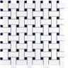 Merola Tile Metro Basketweave White with Glossy Cobalt Dot 11-3/4 in. x 11-3/4 in. Porcelain Mosaic Tile (9.8 sq. ft./Case)