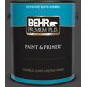 BEHR PREMIUM PLUS 1 gal. #N530-7 Private Black Satin Enamel Exterior Paint & Primer