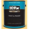 BEHR PREMIUM PLUS 1 gal. #P260-4 Banana Mania Satin Enamel Exterior Paint & Primer