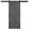 Masonite 36 in. x 84 in. 1 Panel Diagonal Stormy Gray Interior Sliding Barn Door Slab with Hardware Kit