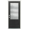 MP Doors 36 in. x 80 in. Right-Hand Inswing 3/4 Lite Water Wave Glass Finishe Black Fiberglass Prehung Front Door