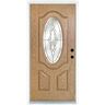 MP Doors 36 in. x 80 in. Light Oak Left-Hand Inswing 3/4 Oval-Lite Andaman with Brass Stained Fiberglass Prehung Front Door