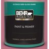 BEHR PREMIUM PLUS 1 qt. #MQ1-08 Smell the Roses Semi-Gloss Enamel Exterior Paint & Primer