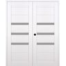 Belldinni Dora 48 in. x 80 in. Right Active 3-Lite Frosted Glass Snow White Wood Composite Double Prehung Interior Door