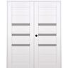 Belldinni Dora 60 in. x 79,375 in. Right Active 3-Lite Frosted Glass Snow White Wood Composite Double Prehung Interior Door