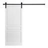 AIOPOP HOME Modern 3 Panel Traditional Designed 84 in. x 42 in. MDF Panel White Painted Sliding Barn Door with Hardware Kit