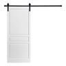 AIOPOP HOME Modern 3-Panel Traditional Designed 96 in. x 30 in. MDF Panel White Painted Sliding Barn Door with Hardware Kit