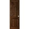 Krosswood Doors 30 in. x 96 in. Knotty Alder 2 Panel Left-Hand Square Top V-Groove Provincial Stain Wood Single Prehung Interior Door