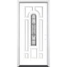 Masonite 36 in. x 80 in. Providence Center Arch Ultra-Pure White Left Hand In swing Painted Steel Prehung Front Door w/ Brickmold