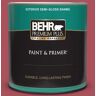 BEHR PREMIUM PLUS 1 qt. #T13-18 Ski Patrol Semi-Gloss Enamel Exterior Paint & Primer