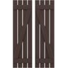 Ekena Millwork 15-1/2 in. W x 31 in. H Americraft 4 Board Exterior Real Wood Spaced Board and Batten Shutters w/Z-Bar Raisin Brown