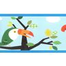 Dundee Deco Falkirk Brin Birds, Parrots Blue, Brown, Green Wallpaper Border