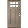 Krosswood Doors Craftsman 36 in. x 80 in. 6-Lite Left-Hand/Inswing Clear Glass Oiled Leather Stain Fiberglass Prehung Front Door