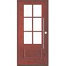 Krosswood Doors Farmhouse Faux Pivot 36 in. x 80 in. 6-Lite Left-Hand/Inswing Clear Glass Redwood Stain Fiberglass Prehung Front Door