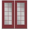 Masonite 72 in. x 80 in. Red Bluff Fiberglass Prehung Left-Hand Inswing 10-Lite Clear Glass Patio Door Vinyl Frame, no Brickmold